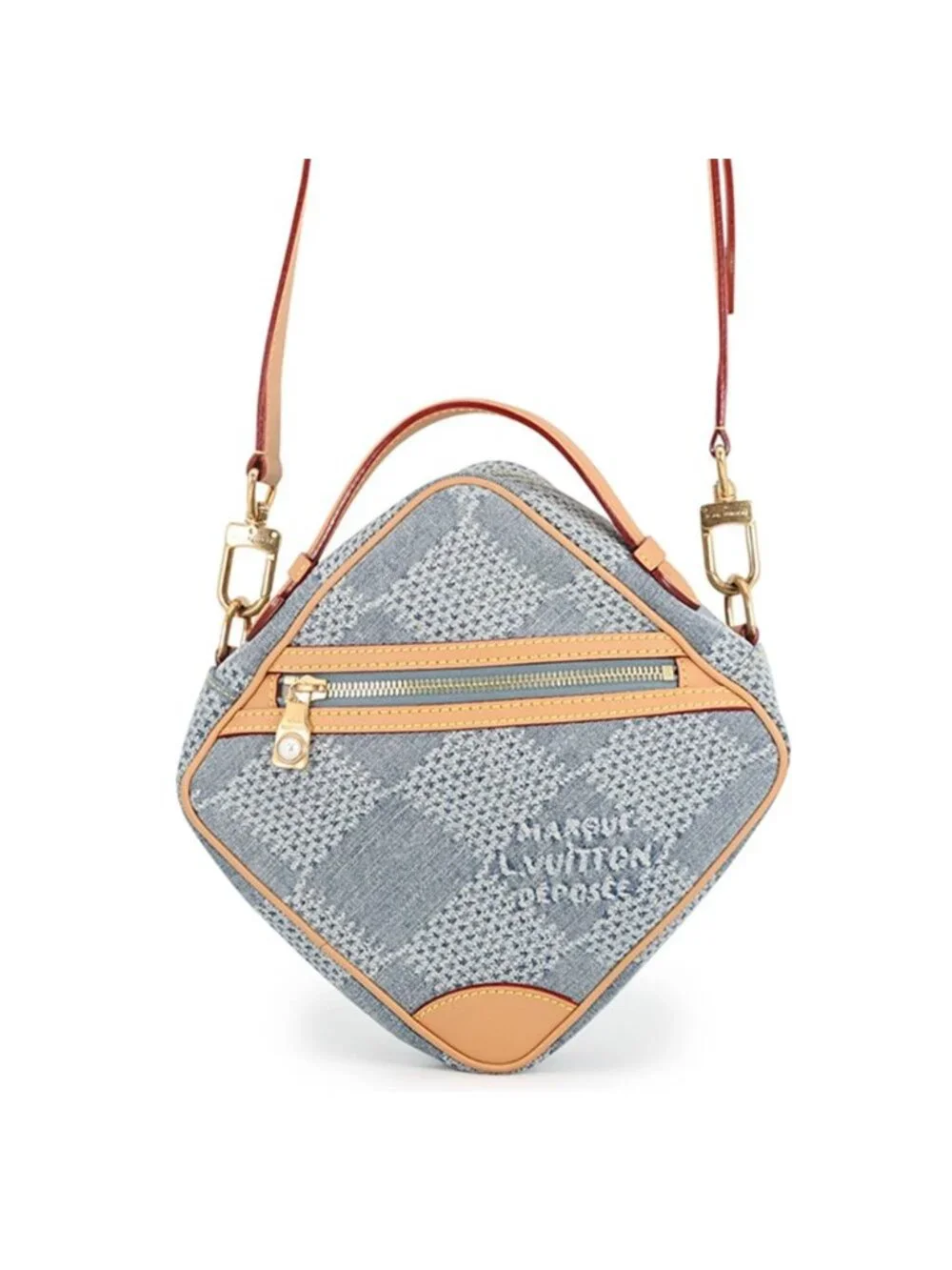 Louis Vuitton Shoulder Bag Damier Denim Cotton Chess